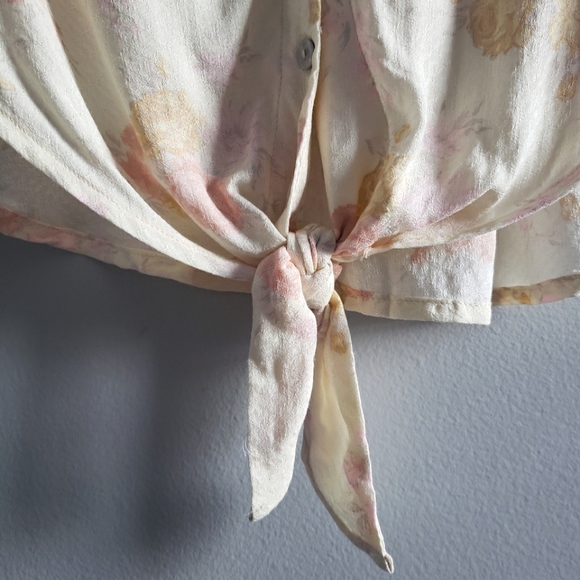 Free People Celia Floral Semi-Sheer Blouse, Size Large - Picture 8 of 12